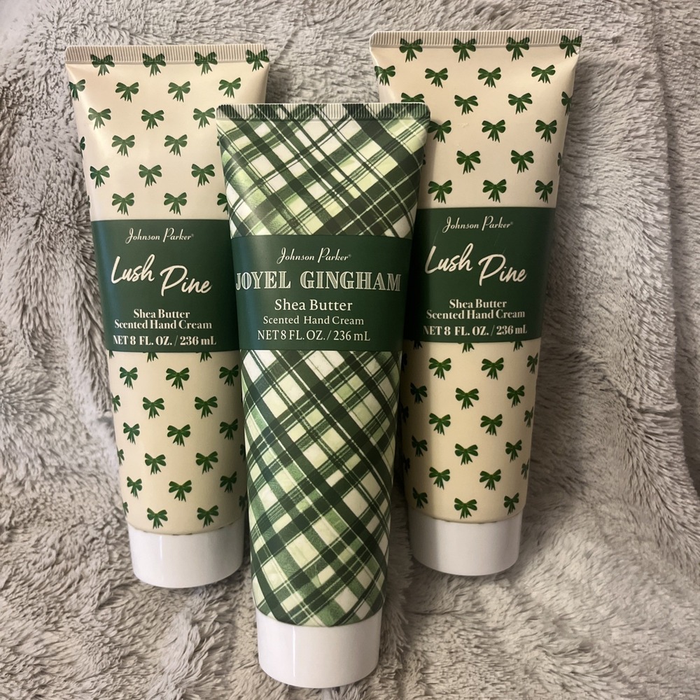 New Johnson Parker 2 Lush Pine & 1 Joyel Gingham Shea Butter Hand Cream 8fl oz